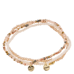 Bracelets 3-in-1 set Beige / gold plated pearls