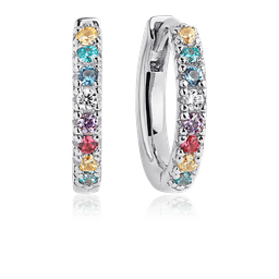 Ellera Medio Øreringe Rhodium sterling silver 925, multicoloured zirconia
