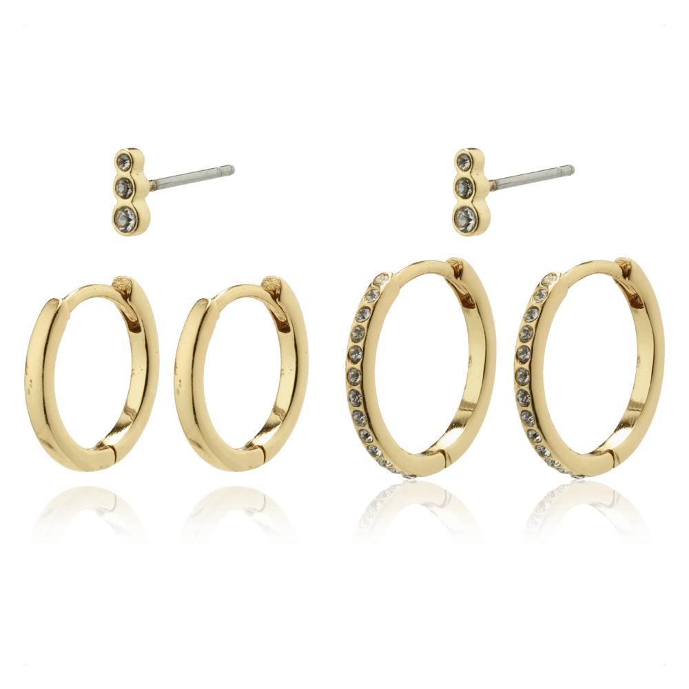 Øreringe 3-in-1 Gold plated / crystals
