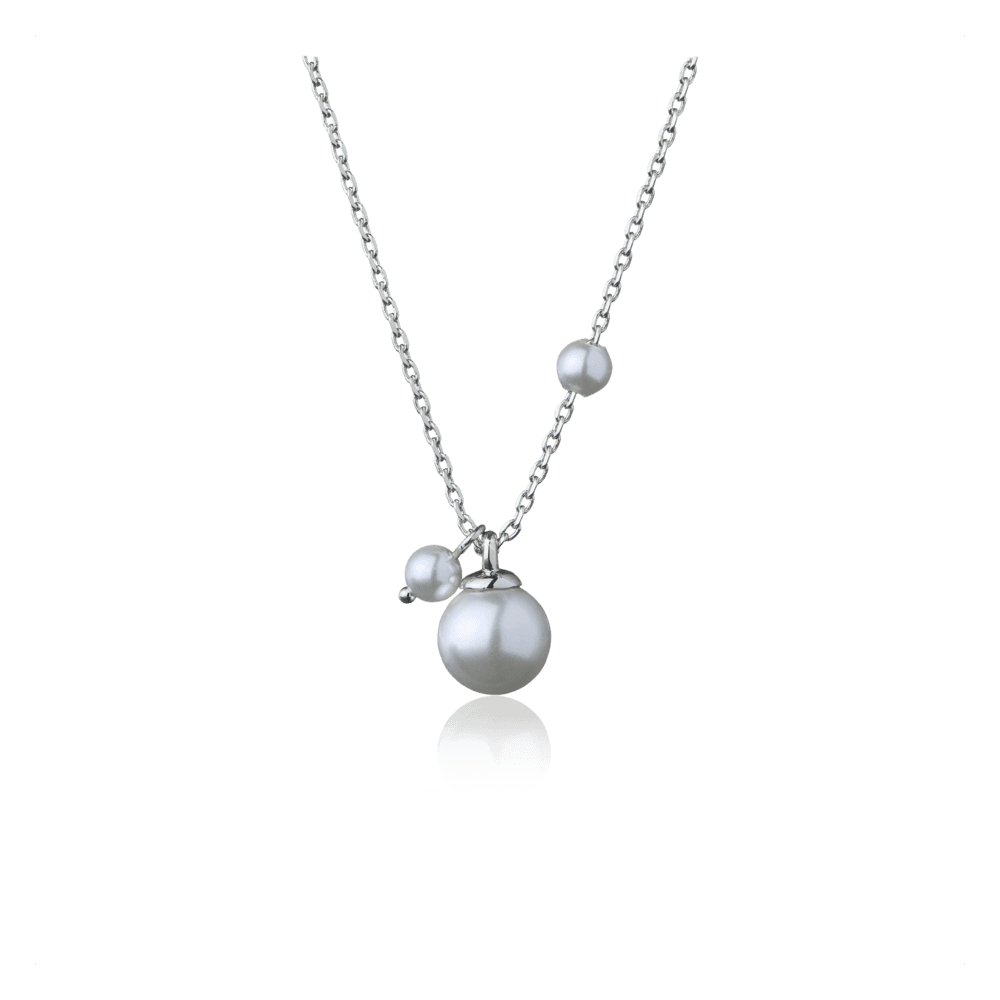 Elixir Halskæde  Rhodium plated / glass pearls