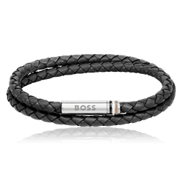 BOSS Flettet læderarmbånd