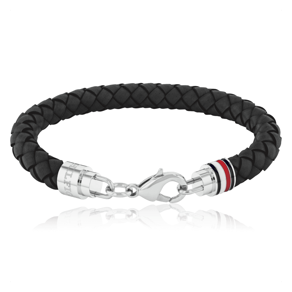 Tommy Hilfiger flettet læderarmbånd Black