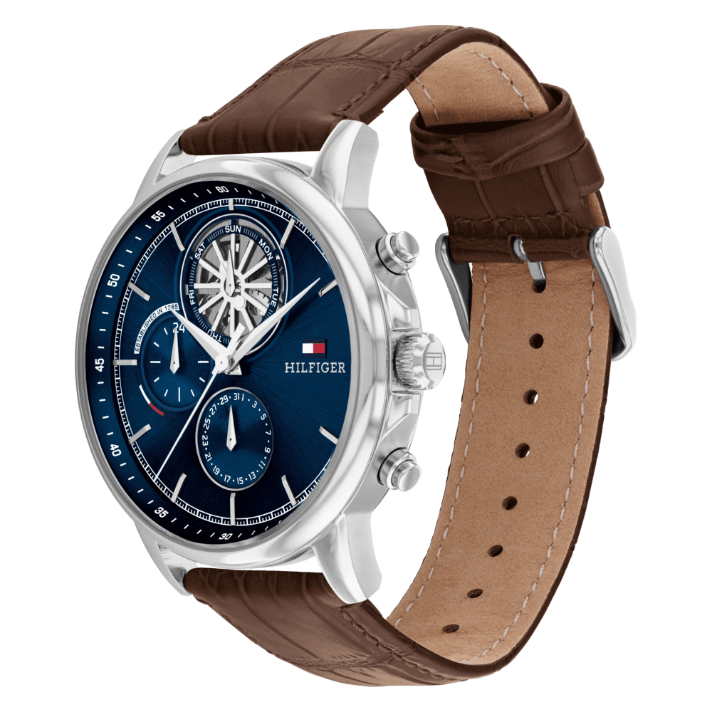 Hilfiger klassisk ur  Brown leather strap