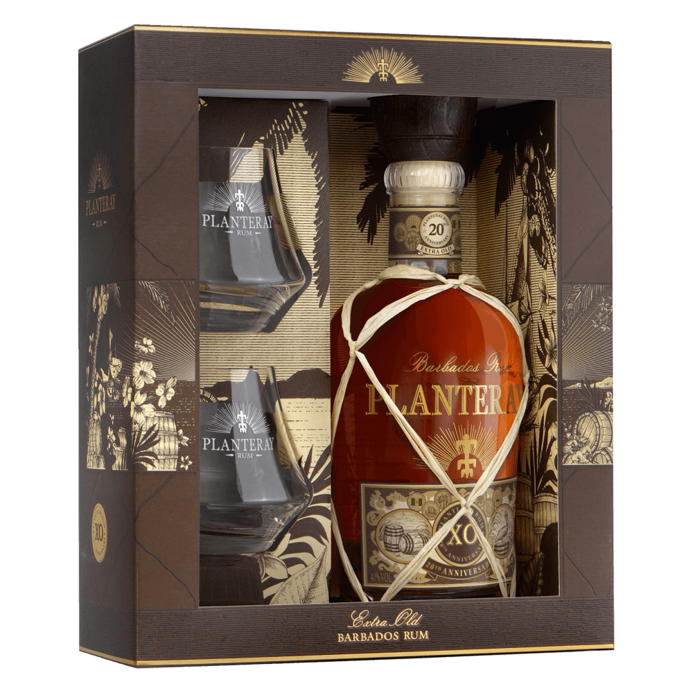 XO Rum with glasses Barbados