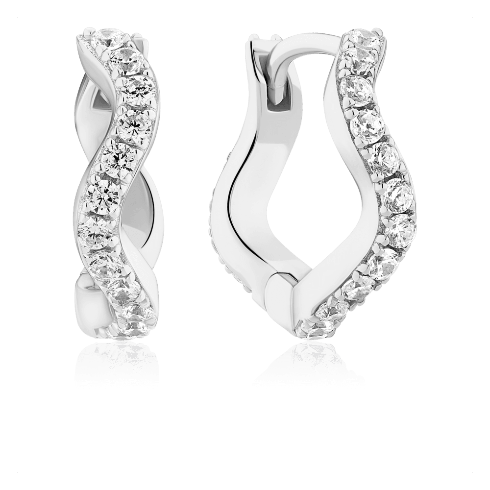 Ellera Waves Medio øreringe Rhodium sterling silver 925