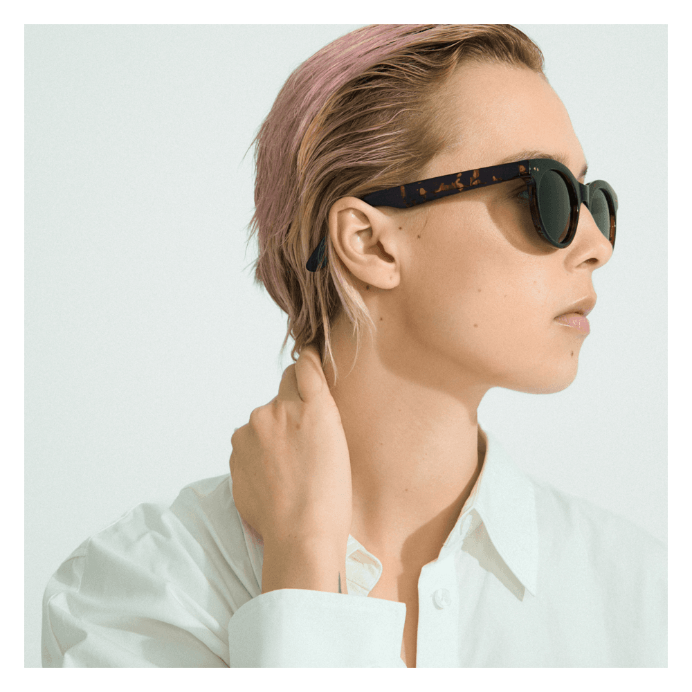JELENA Solbriller Brown, dark green lenses