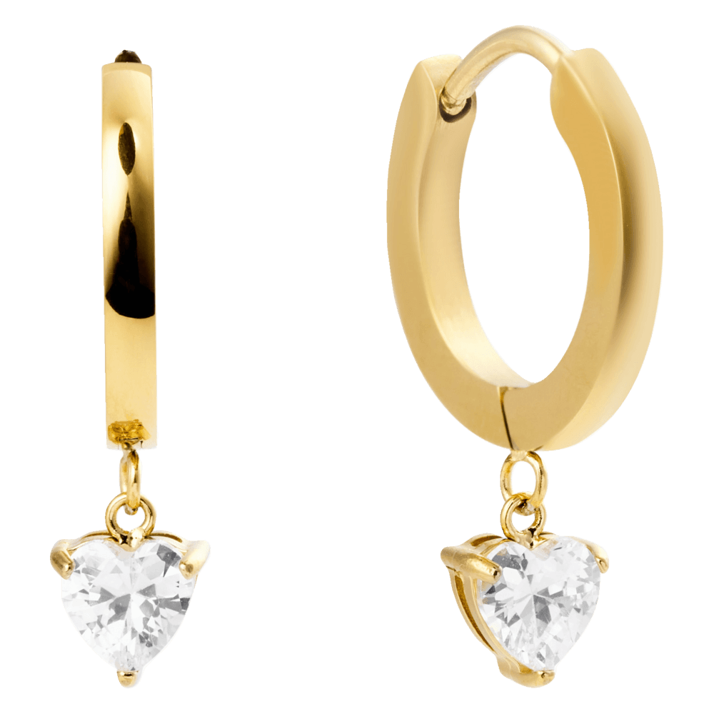 Bonne Hoops 18K PVD gold plated cubic zirconia