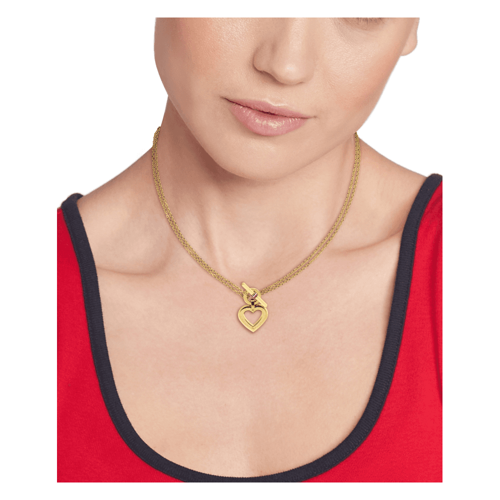 Tommy Hilfiger halskæde med hjertevedhæng Ionic plated thin gold steel