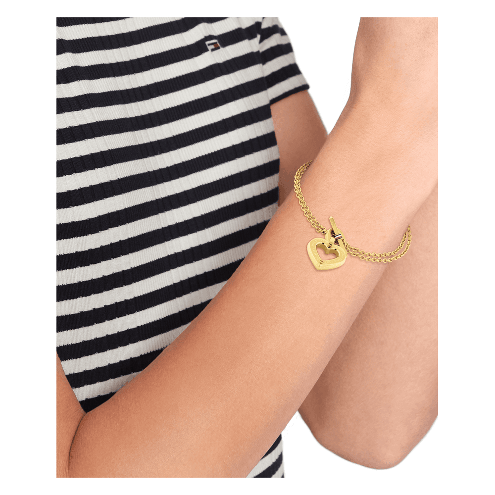 Tommy Hilfiger hjertearmbånd Ionic plated thin gold steel