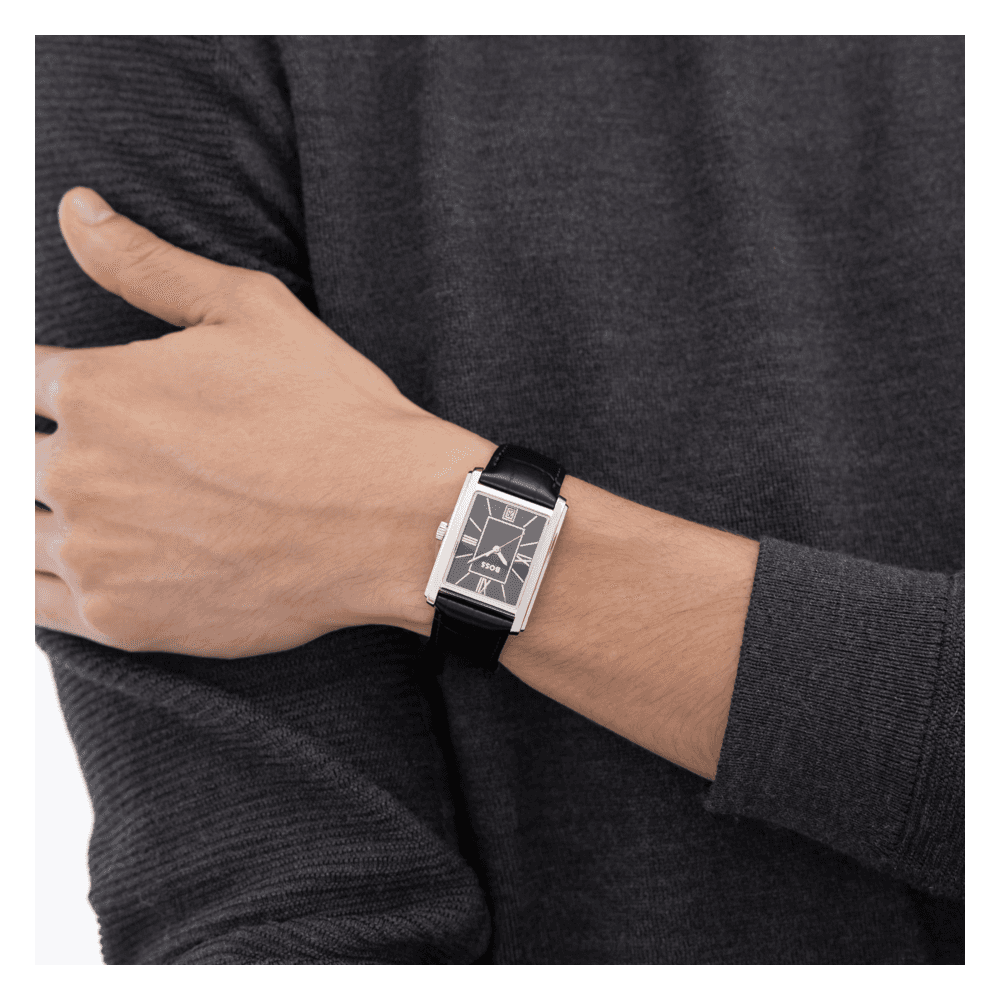 BOSS ur Black leather strap