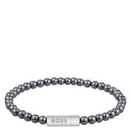BOSS armbånd Stainless steel & grey hematite