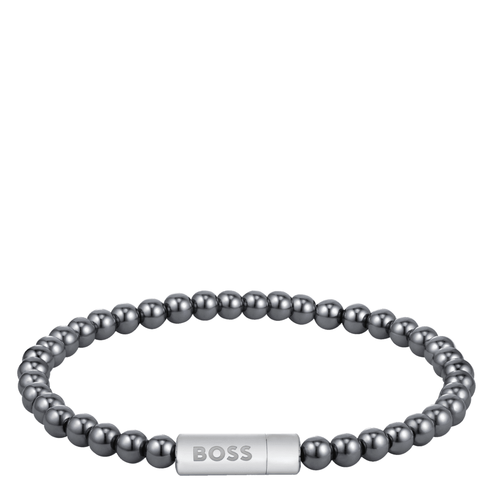 BOSS armbånd Stainless steel & grey hematite