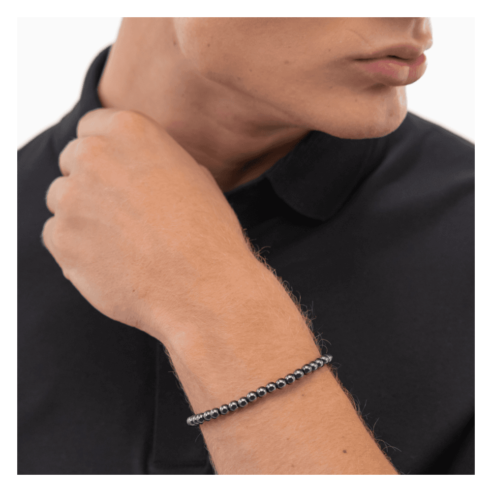 BOSS armbånd Stainless steel & grey hematite