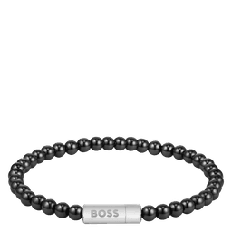 BOSS armbånd Stainless steel & black onyx