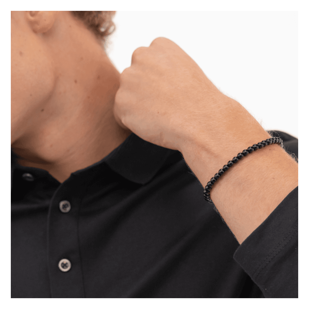 BOSS armbånd Stainless steel & black onyx