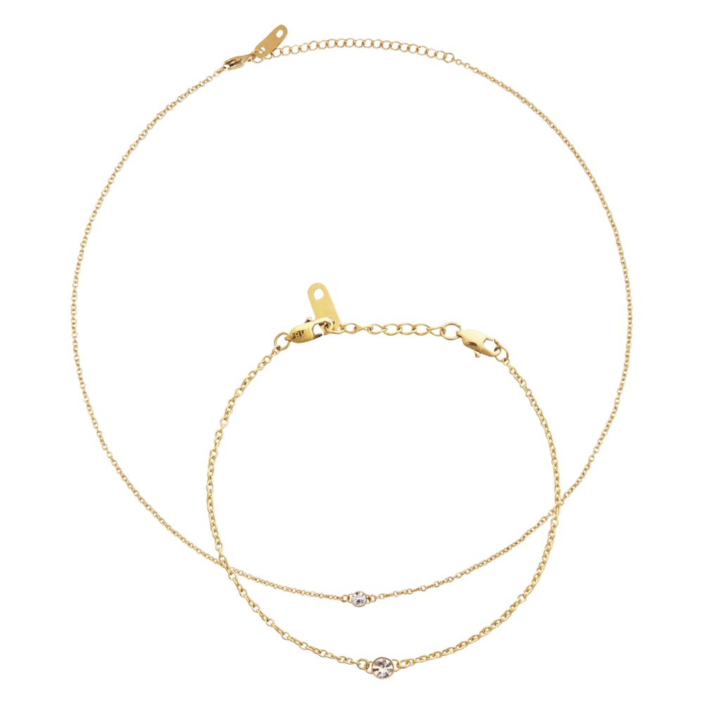 Sparkle Bracelet & Necklace Set
18K gold plated with Cubic Zirconia