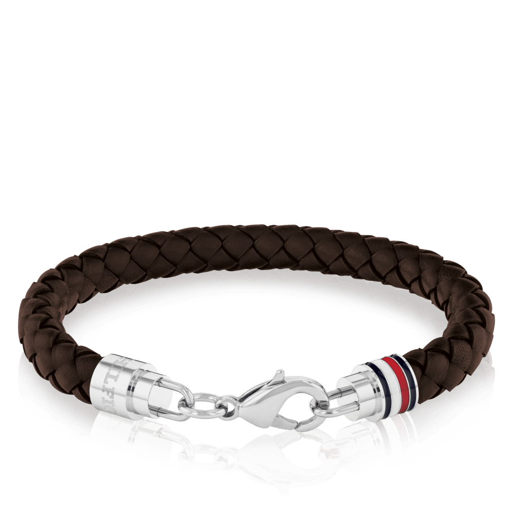 Tommy Hilfiger flettet læderarmbånd Brown