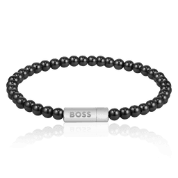 BOSS armbånd Stainless steel & black onyx