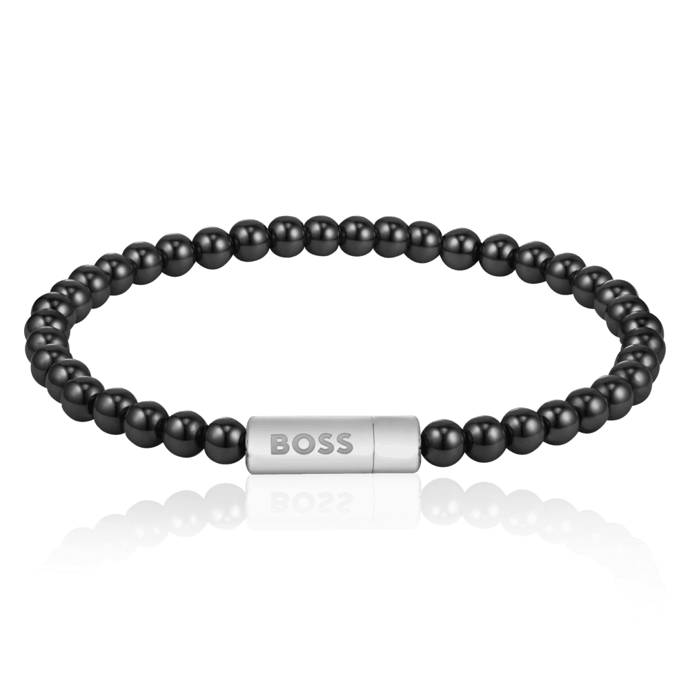 BOSS armbånd Stainless steel & black onyx