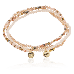 Bracelets 3-in-1 set Beige / gold plated pearls