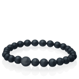 Stretch bracelet onyx stones Mat black